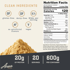 Anea Nutrition Plant Protein Vanilla powder tub, ready to mix for convenient vegan nutrition.