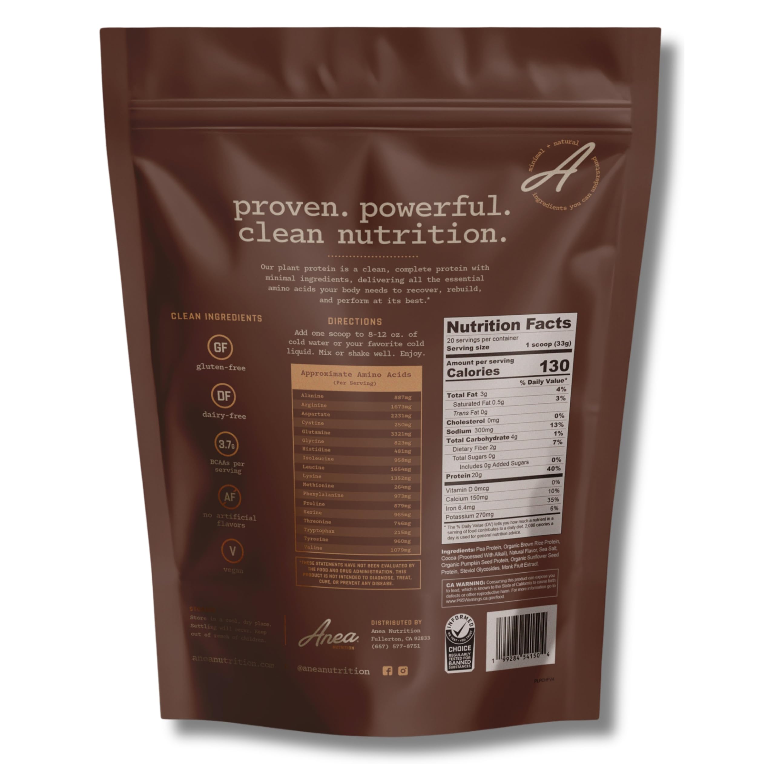 Anea Plant Protein Chocolate shake in glass shows creamy texture for post-workout fueling.