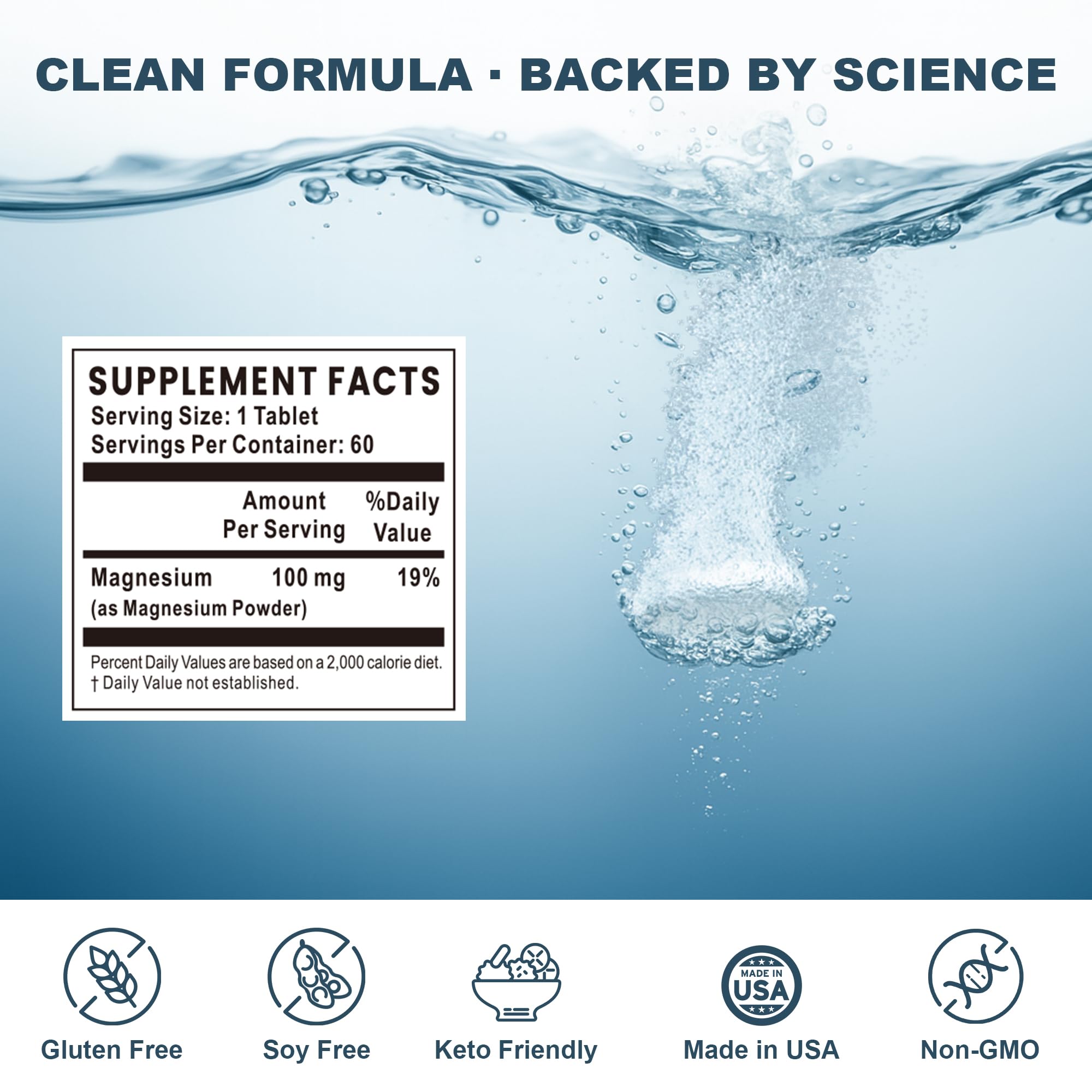 ANEVYRAQ magnesium tablet close-up highlighting clean ingredients.