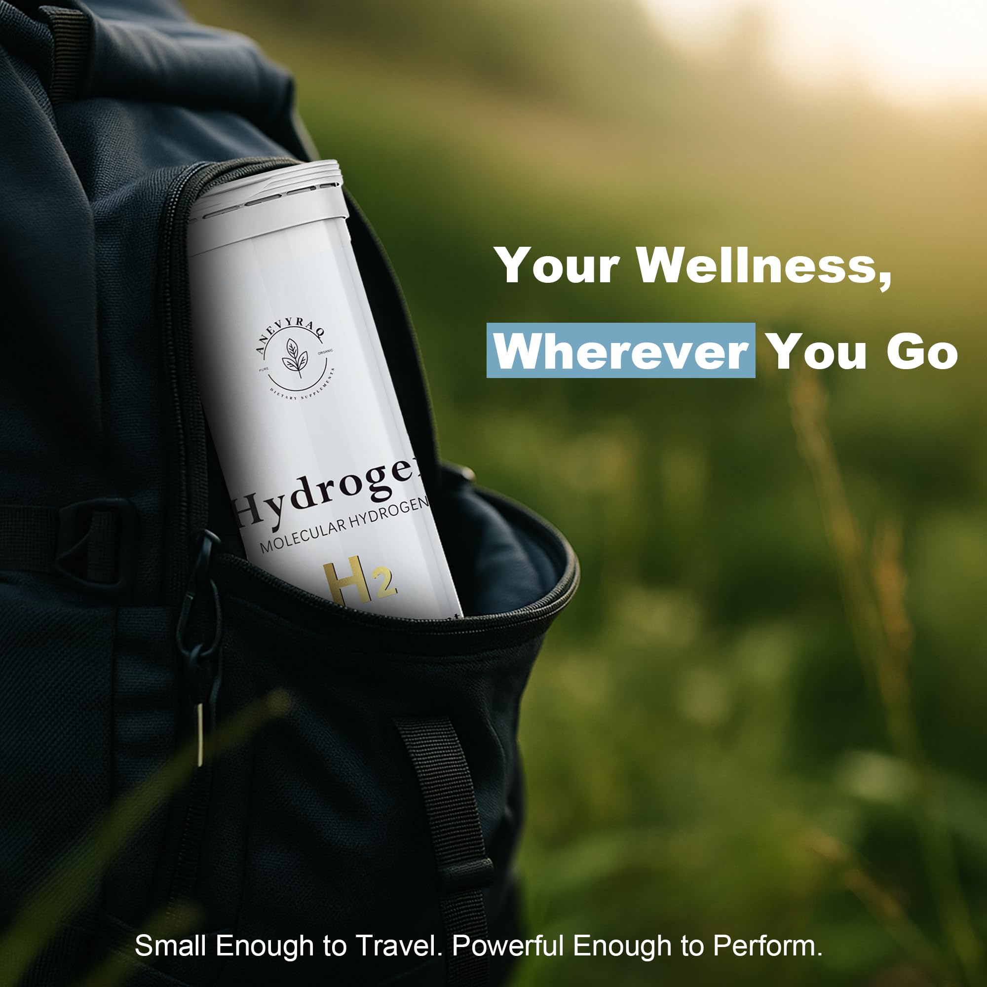 ANEVYRAQ travel-ready packaging for gym or on-the-go hydration.