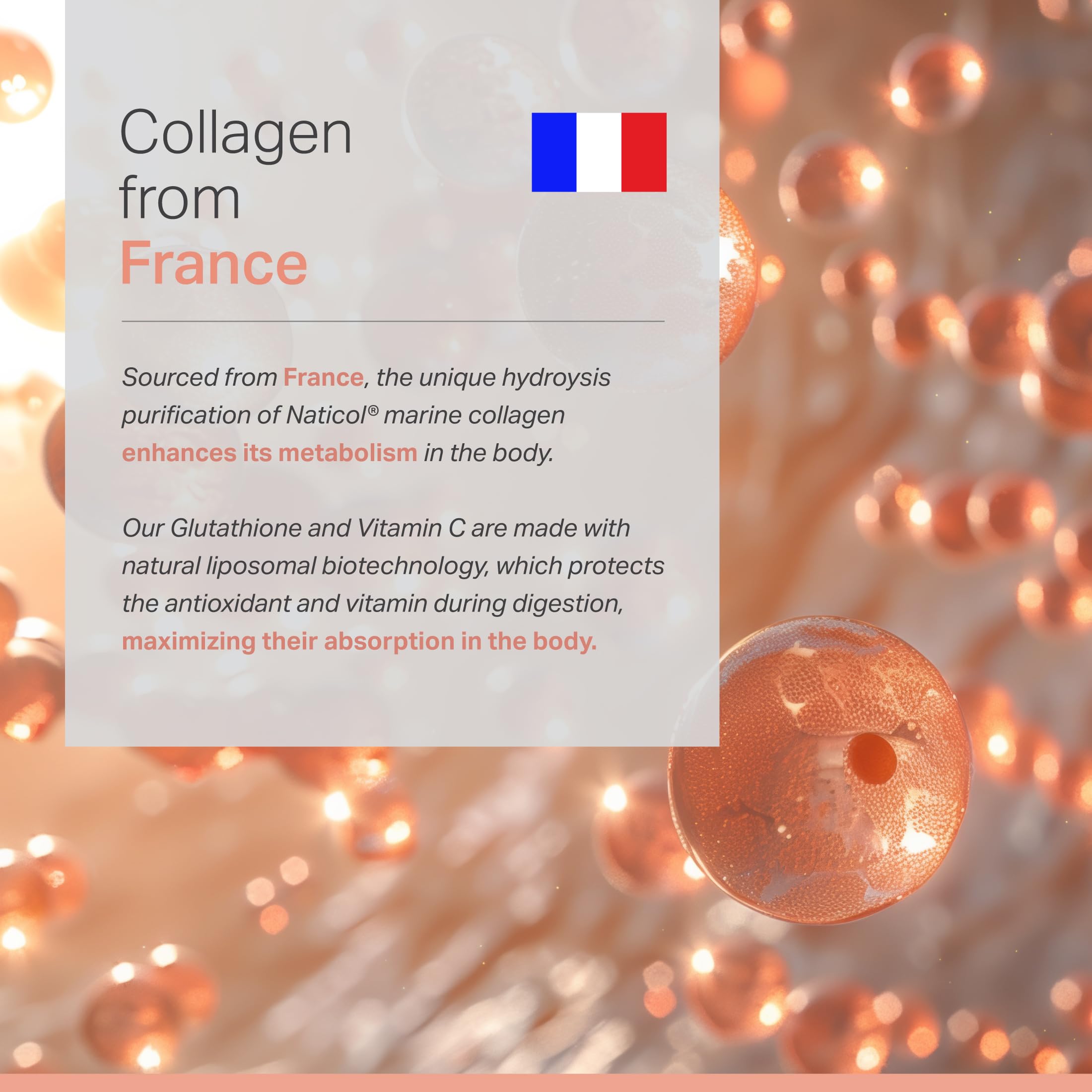 Anew Vita Liposomal technology illustration emphasizing patent CELLg8 delivery.