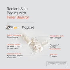 Anew Vita Naticol Marine Collagen bottle highlighted for skin elasticity support.