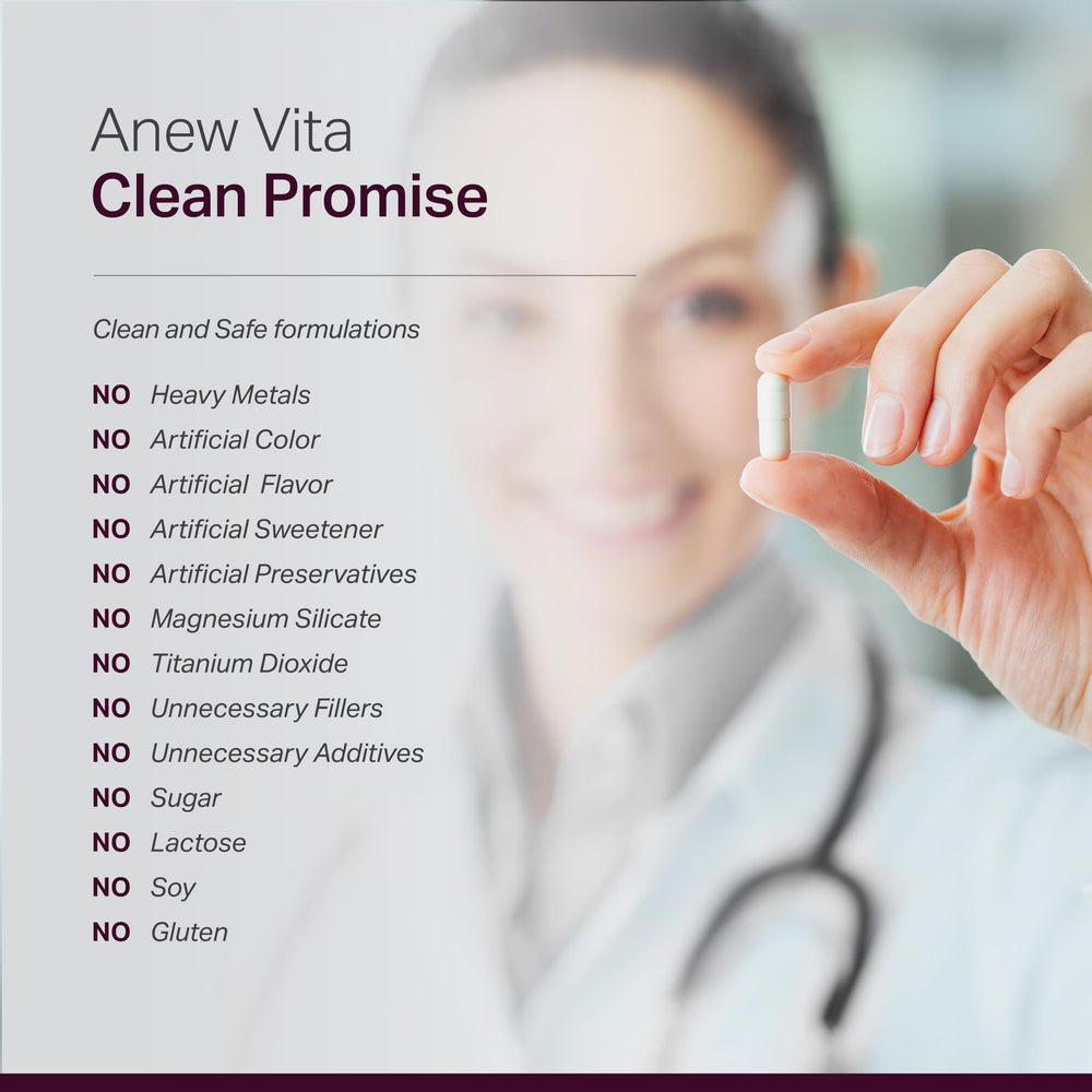 Anew Vita Policosanol formula supports gluten-free, non-GMO lifestyle choices.