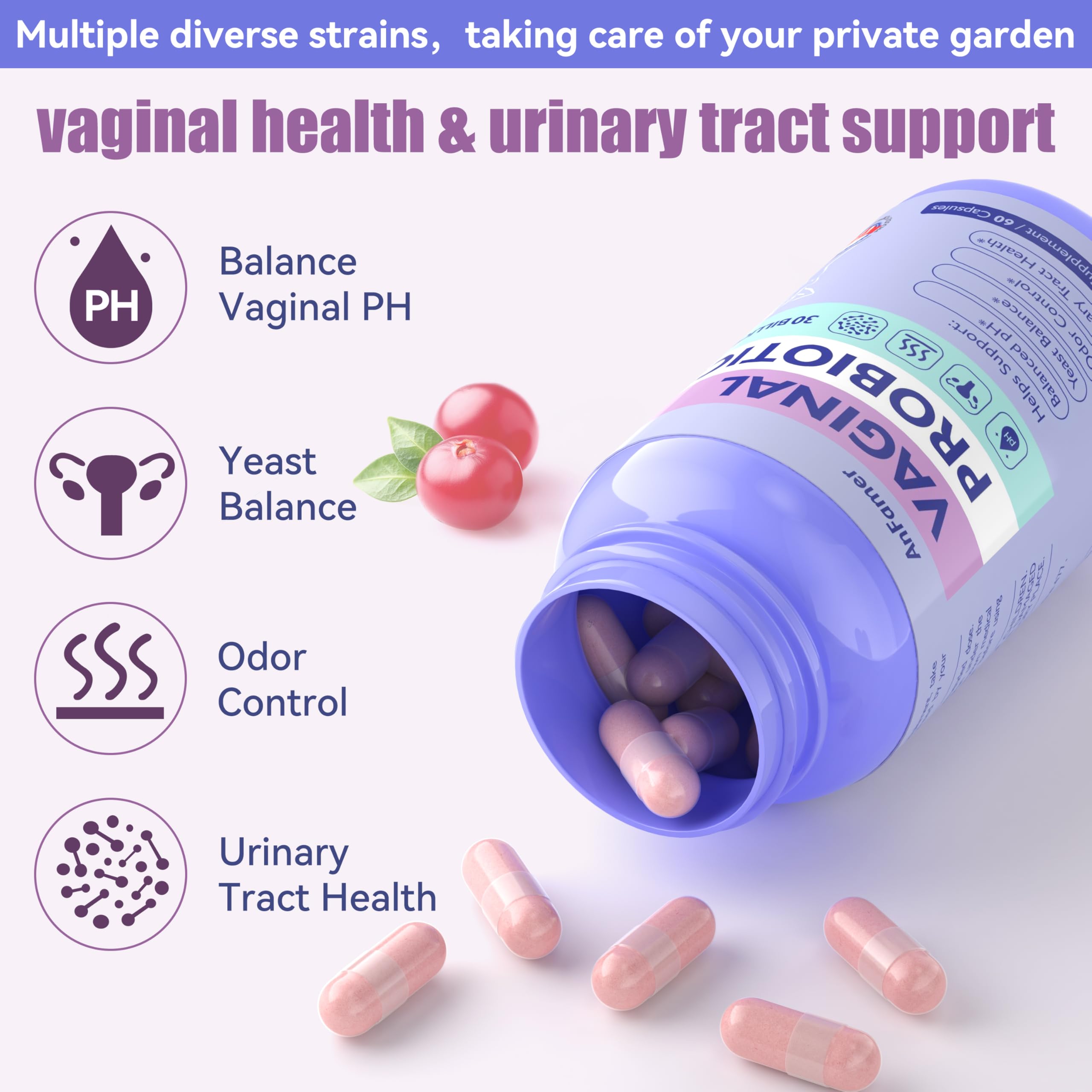 AnFamer cap close-up highlighting easy-to-swallow capsules for daily use.