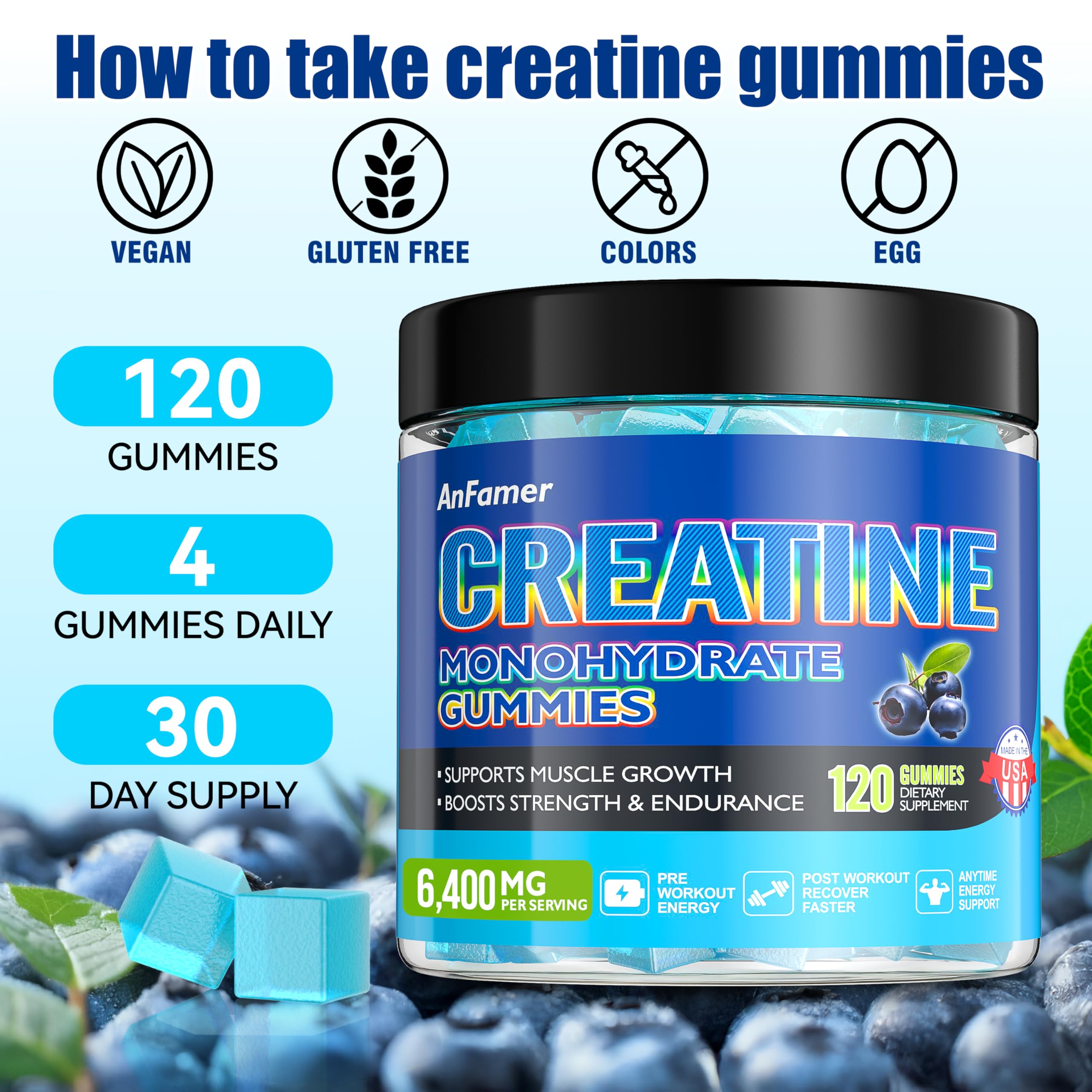 AnFamer gummies compact bottle ideal for gym bag and travel.