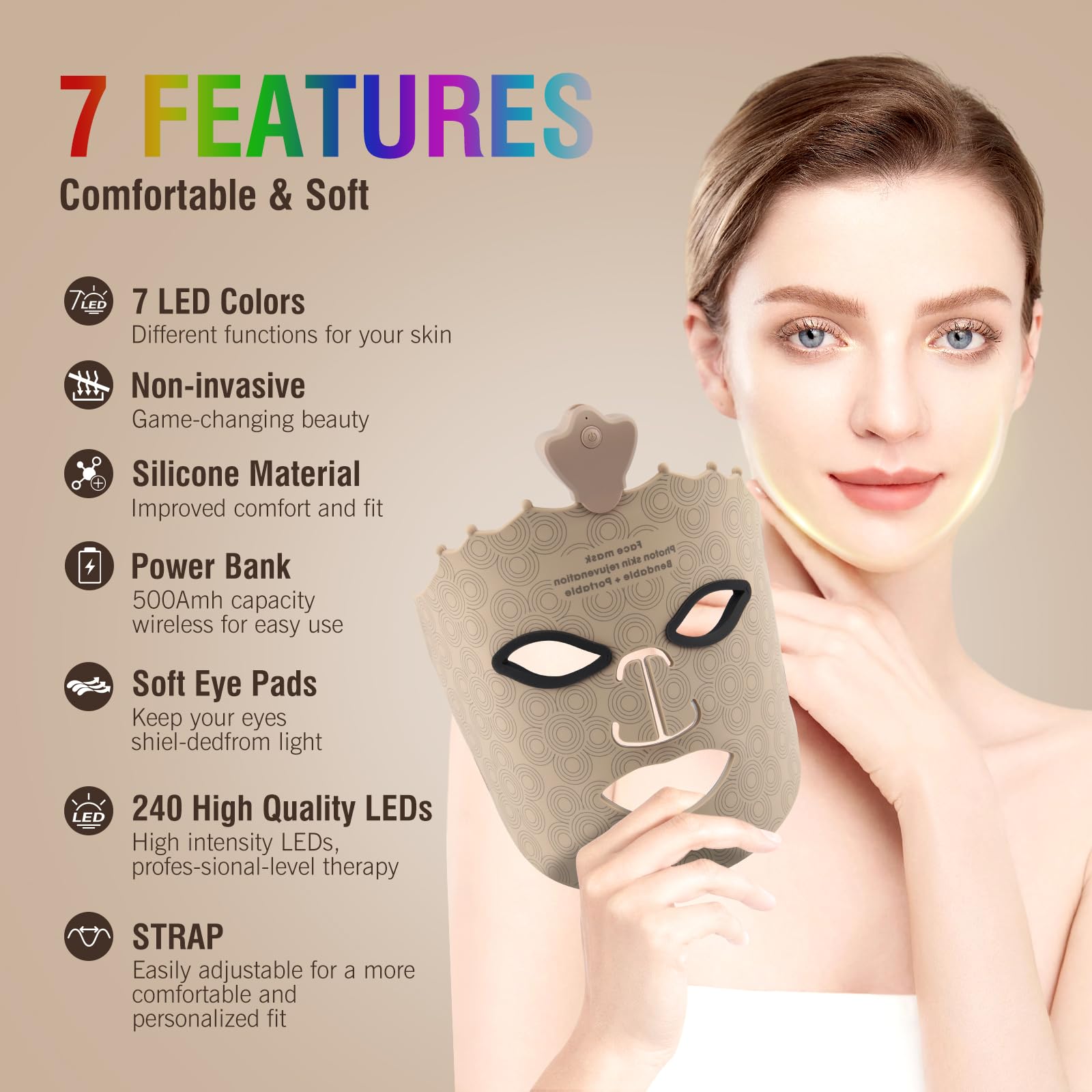 ANGAUSS LED mask with eye protection insert in use.