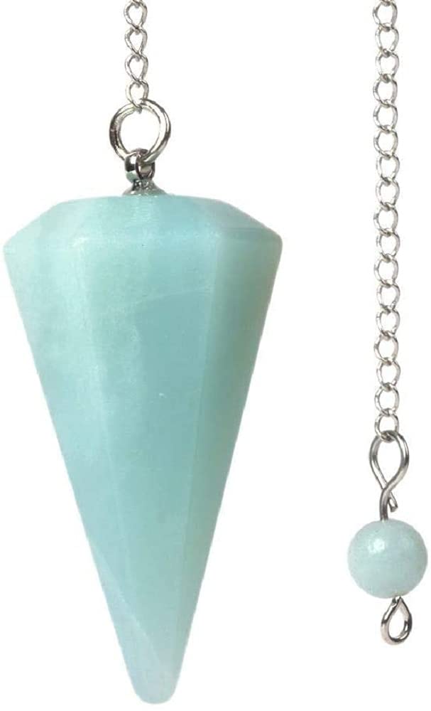 Angelstones blue amazonite hexagonal pointed pendant for chakra balance and calming energy