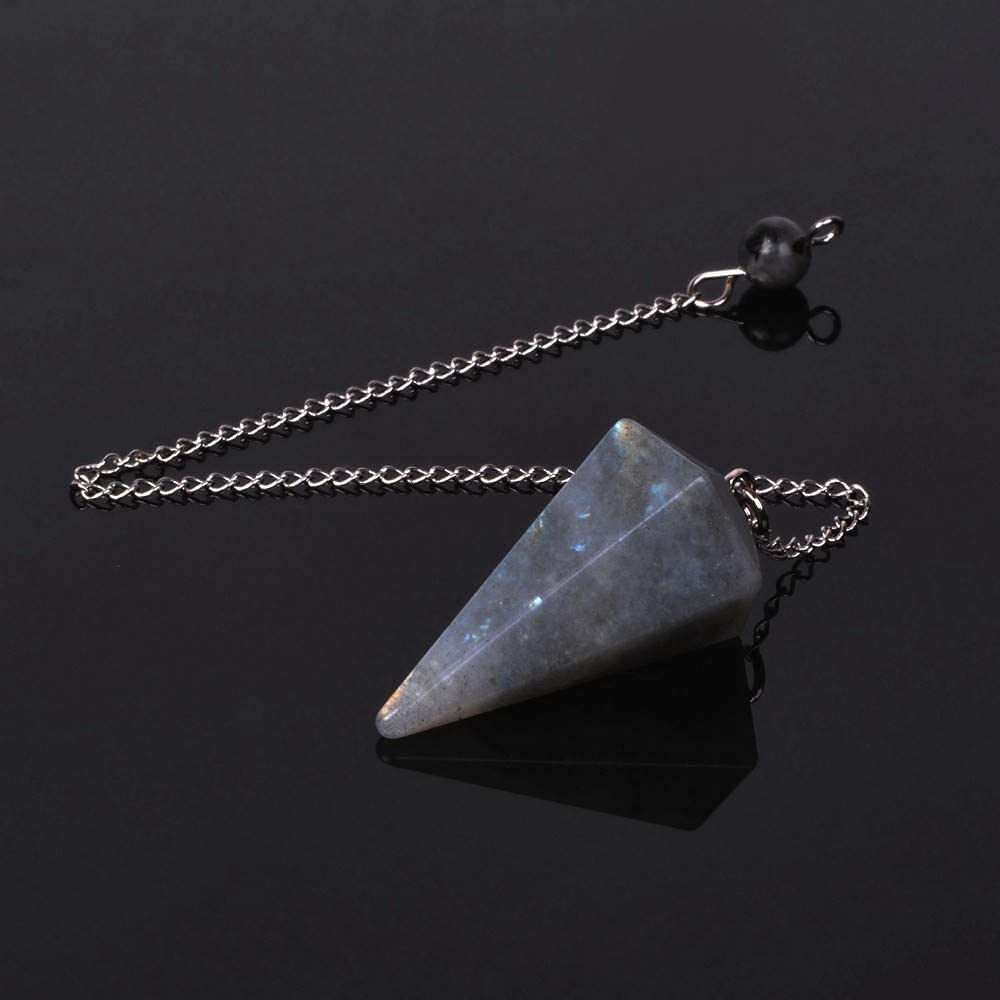 Angelstones natural rock crystal pendulum detail for Reiki energy work.