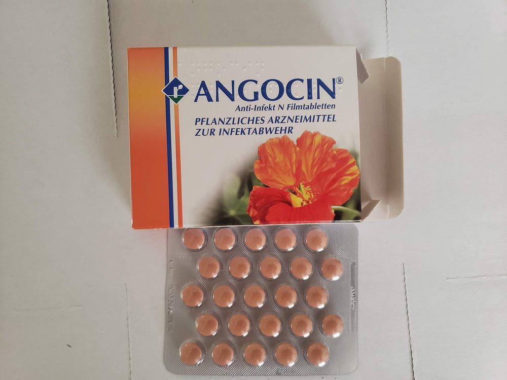 Angocin Anti-Infek N tablets close-up; easy-to-swallow daily supplement