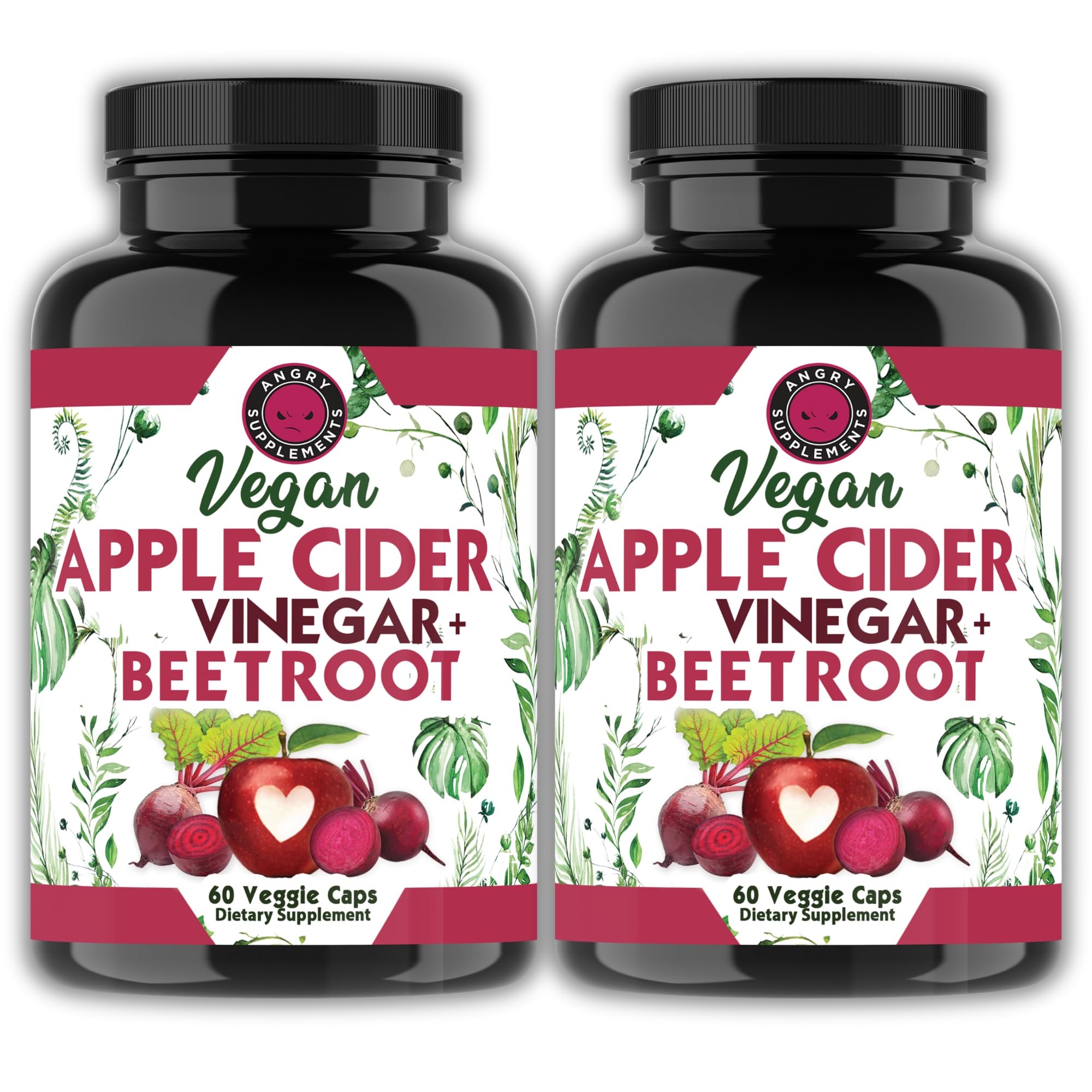 Angry Supplements bottle label front for daily wellness with vegan capsules.