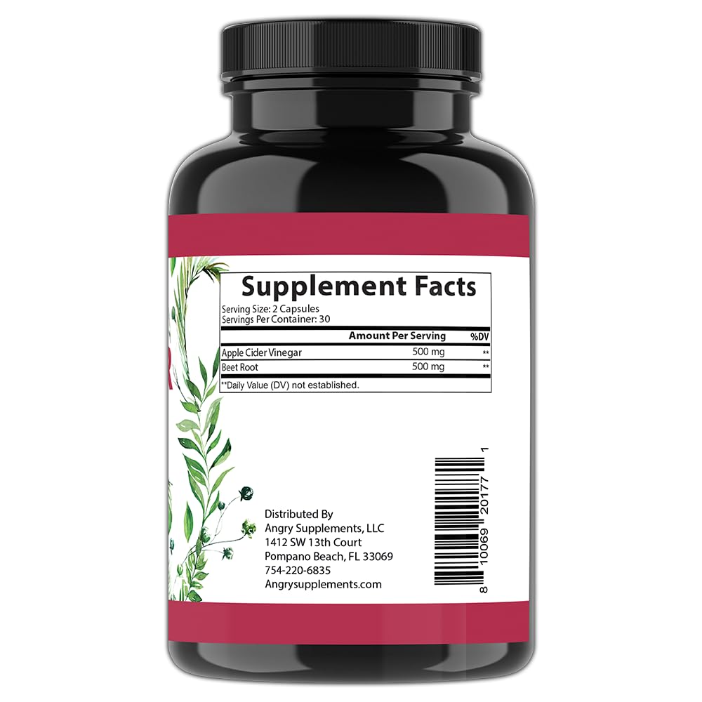 Angry Supplements vegan ACV Beet Capsules closeup of capsules ideal for easy ingestion