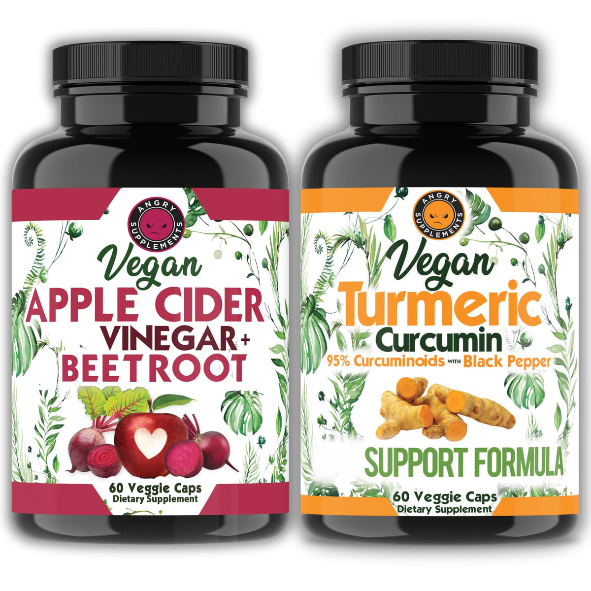 Angry Supplements vegan apple cider vinegar beet root bottle for daily wellness