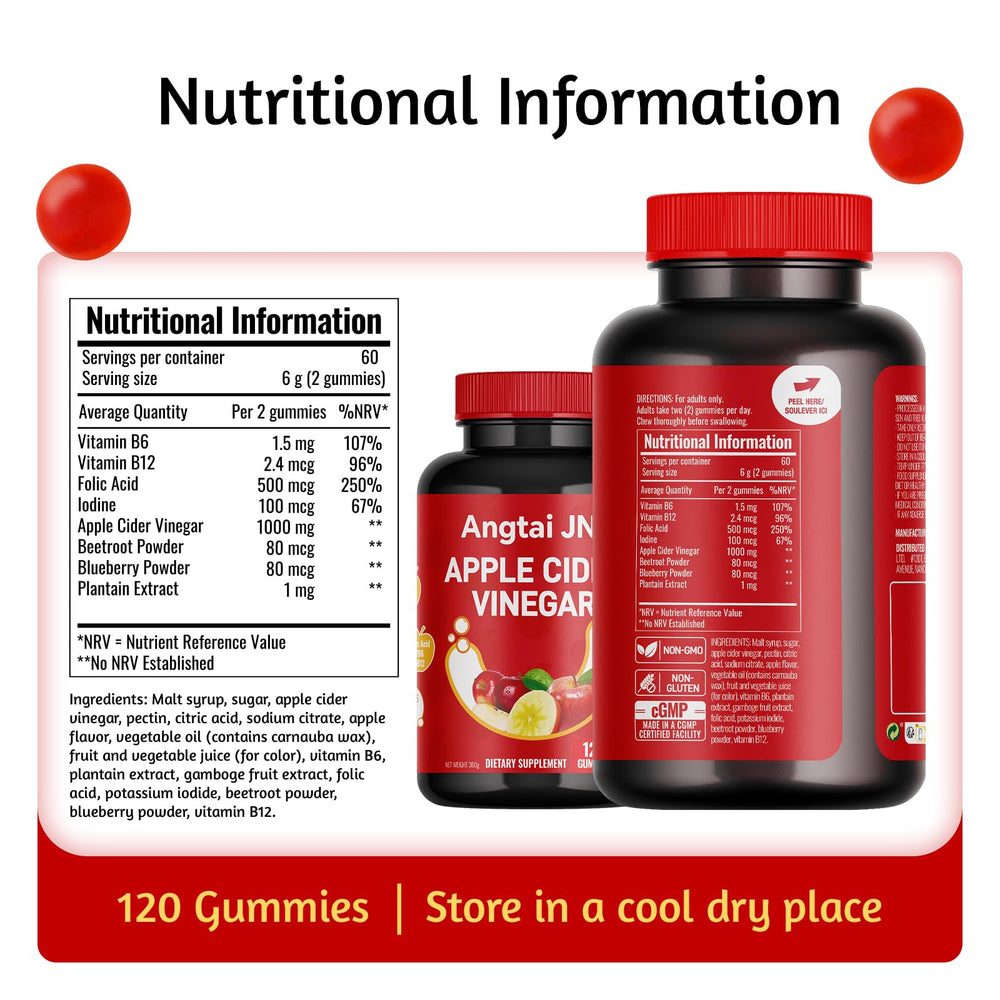 Angtai JN Apple Cider Vinegar Gummies shown as travel-friendly and portable
