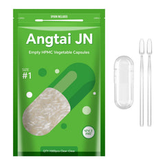 Angtai JN Size 1 empty capsules for vegan formulas and easy blending.