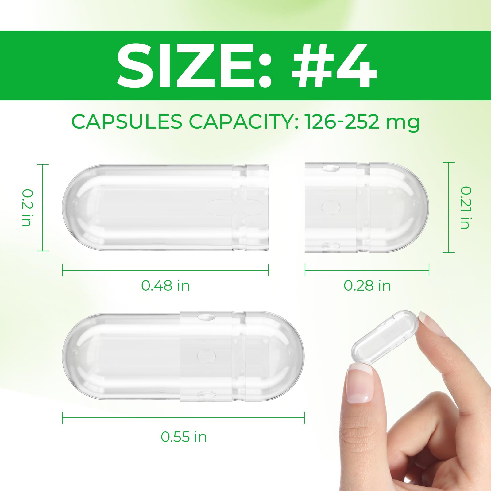 Angtai JN vegan capsules size 4, odorless and tasteless base for supplements