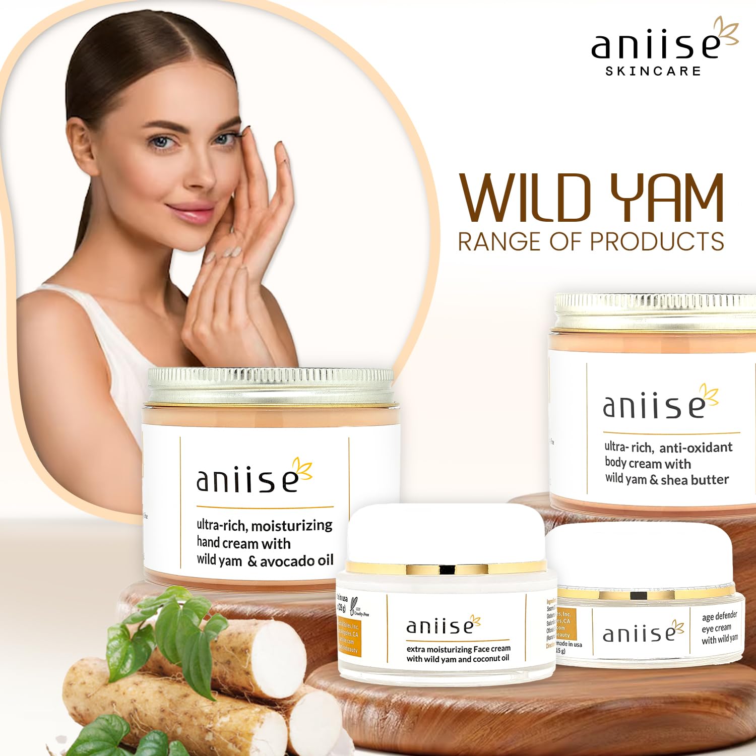 Aniise Wild Yam Eye Cream packaging and product label.