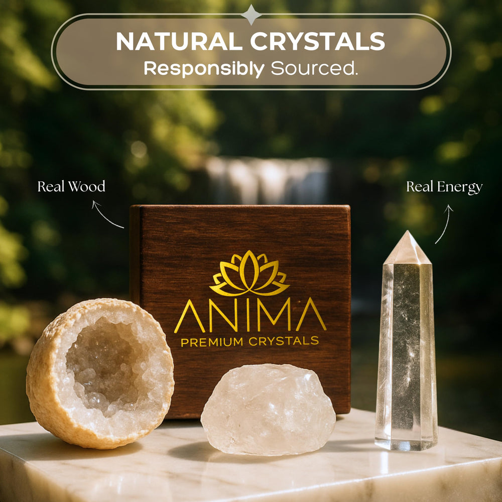 Anima Clear Quartz raw crystal offers grounding for mindful practices.