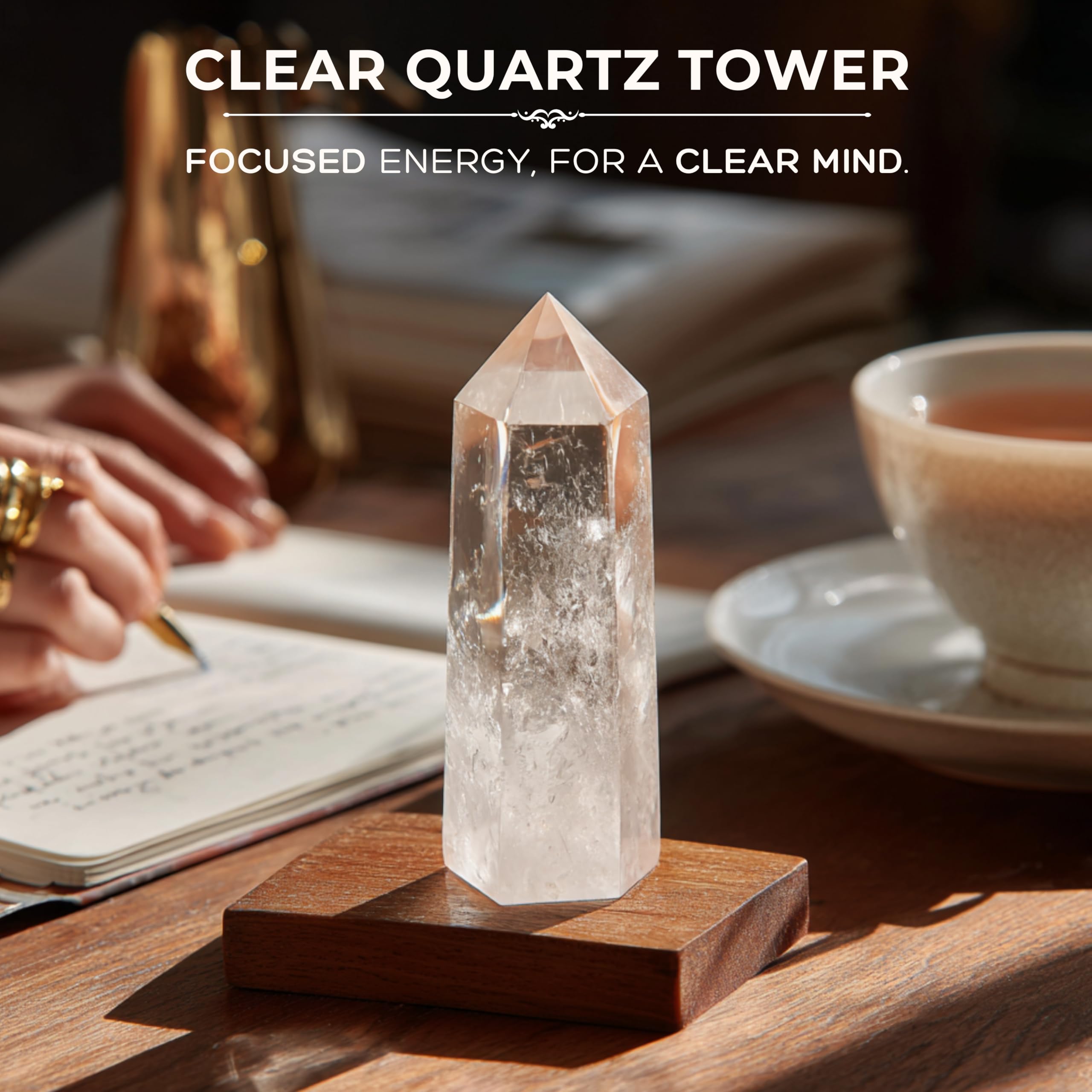 Anima crystal set arrangement shown as a calm desk centerpiece.