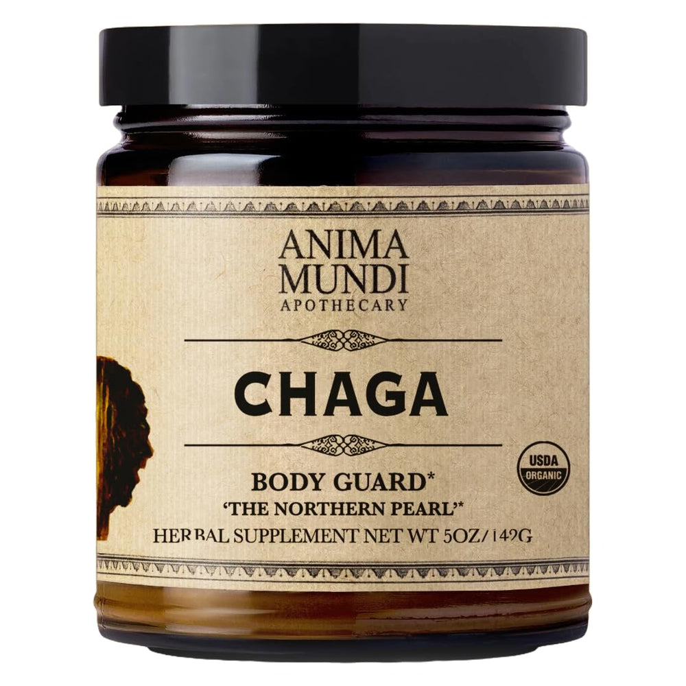 Anima Mundi Chaga powder packaging ready for daily use in smoothies.