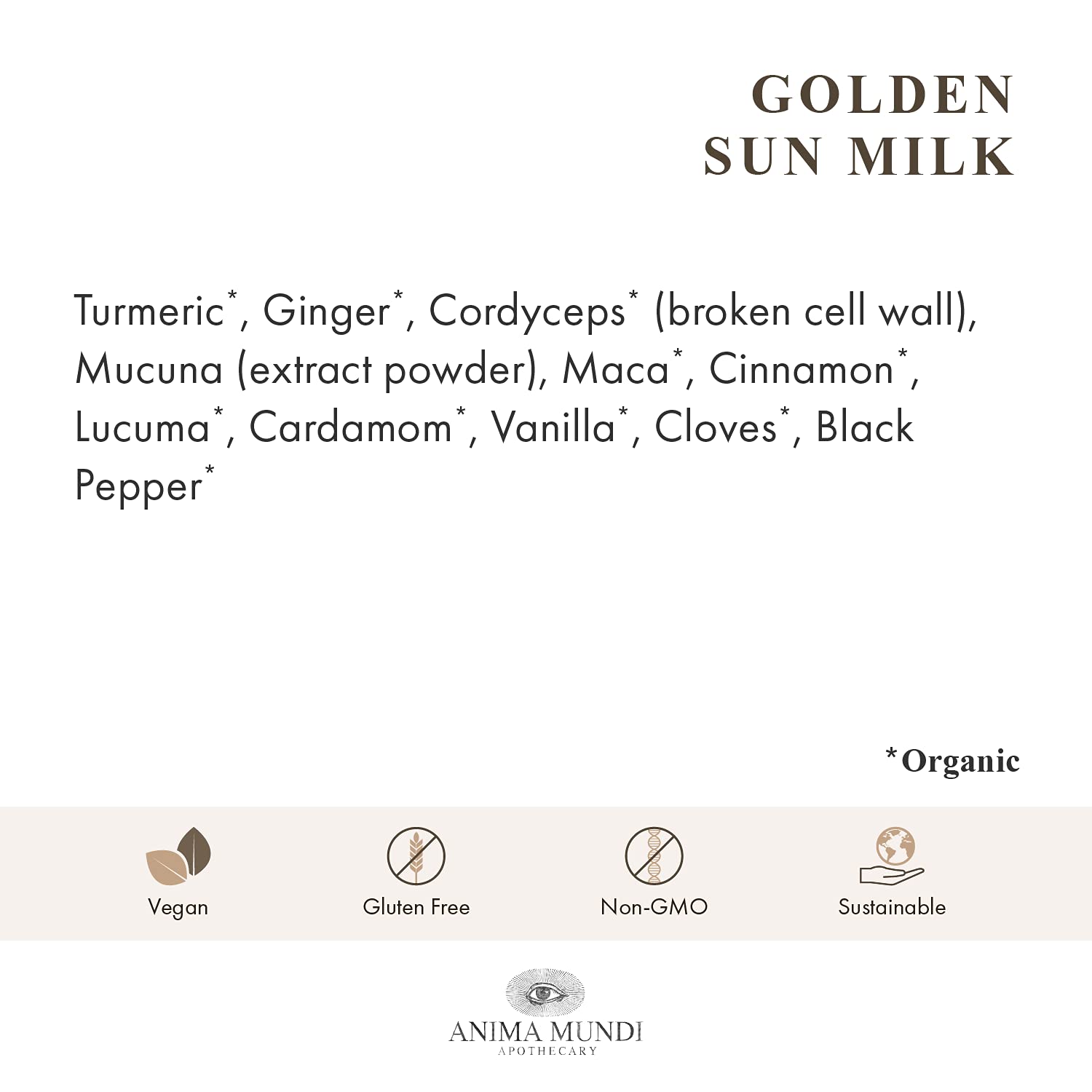 Anima Mundi Apothecary Golden Sun Milk turmeric root detail for warm vitality.