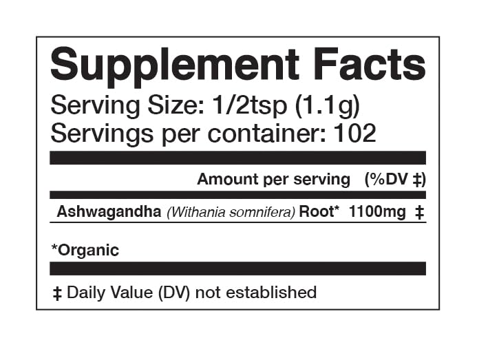 Anima Mundi Ashwagandha powder packaging with label showing organic, single-origin quality.