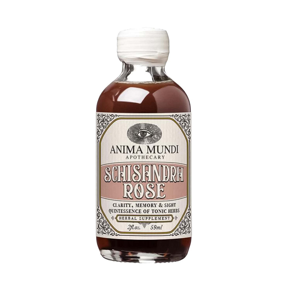 Anima Mundi Schisandra Rose Elixir bottle highlighting skin vitality and liver support.