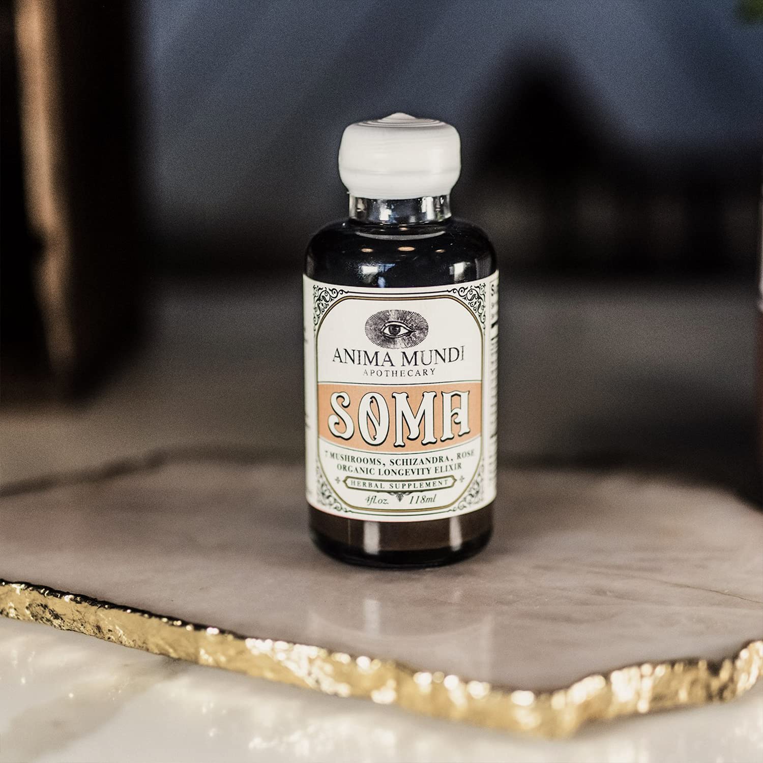 Anima Mundi Soma bottle with dropper ready for easy dose timing.