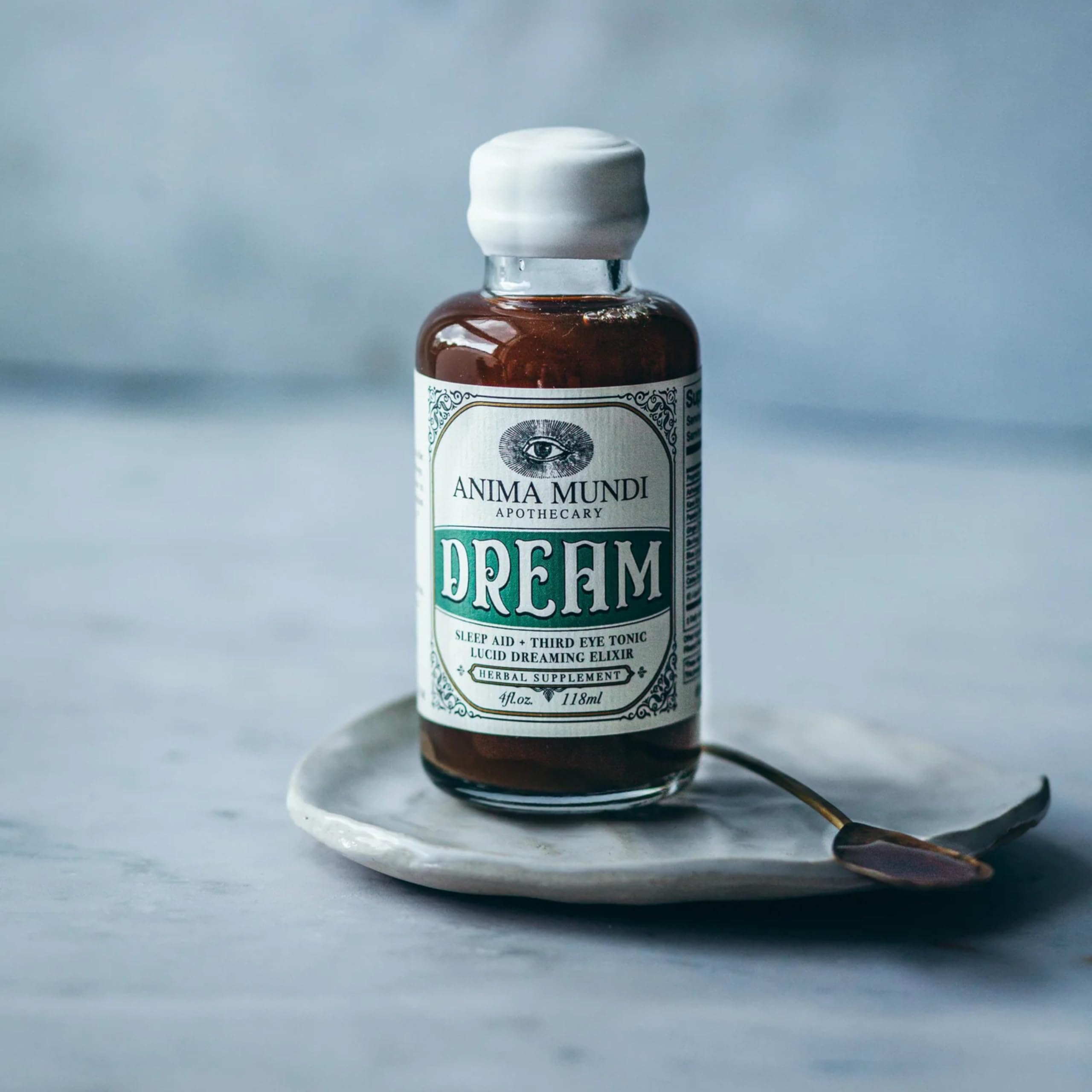Anima Mundi Third Eye Tonic glass showcasing a peaceful evening routine