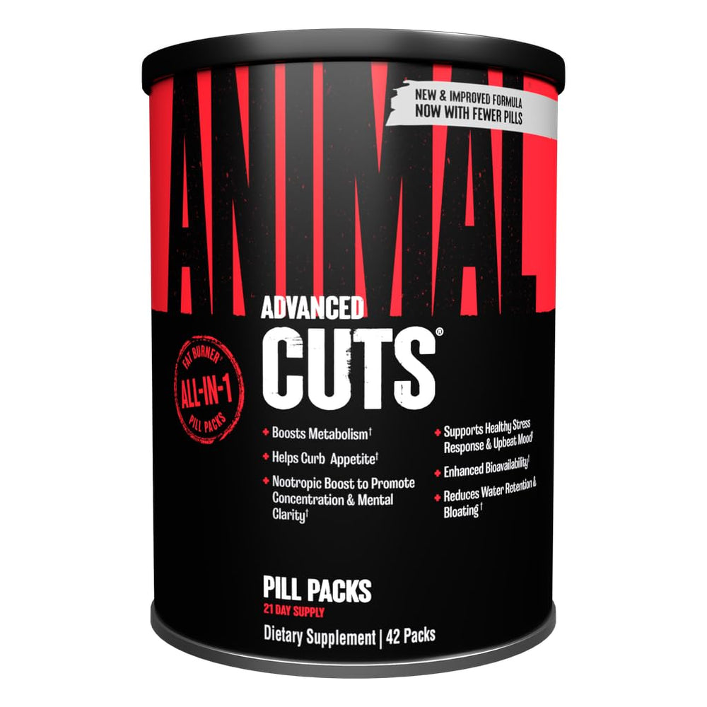 Animal Cuts front-facing pack for on-the-go fat burning support.