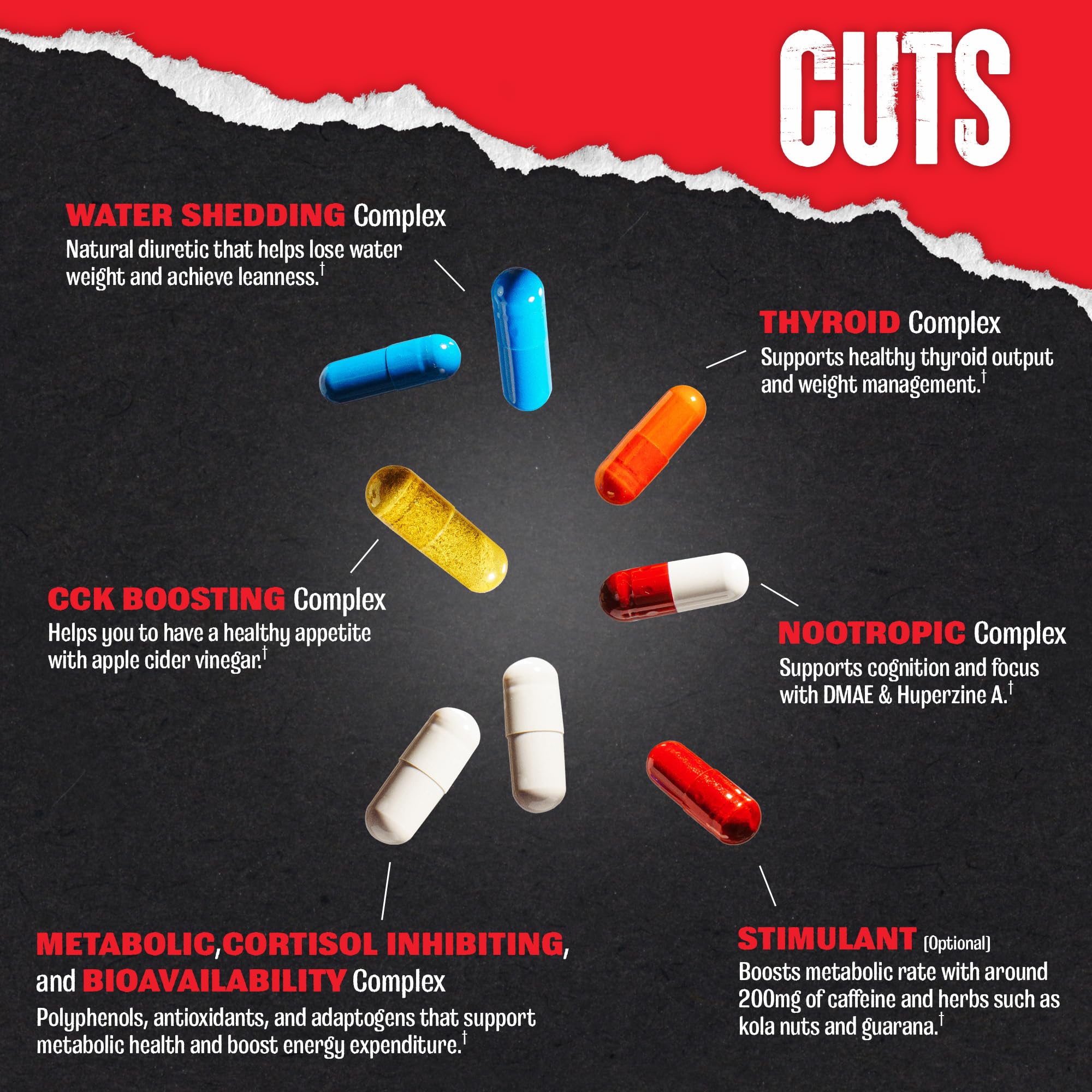 Animal Cuts packet highlights the thermogenic blend for fat oxidation.
