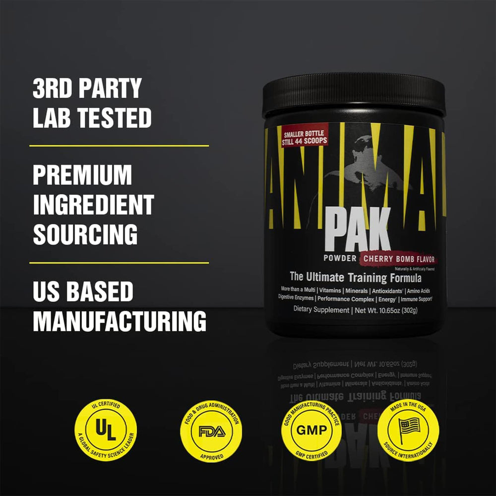Animal Pak shown in a GMP facility setting emphasizing quality.