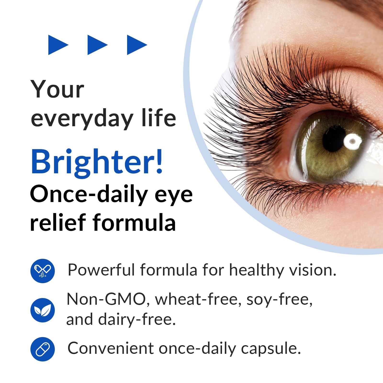 Anisx Eye health supplement hero image encourages daily use for clarity.