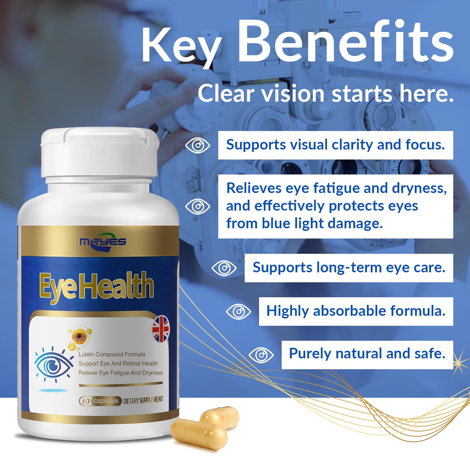 Anisx Vitamin E softgel close-up suggesting antioxidant support for eyes.