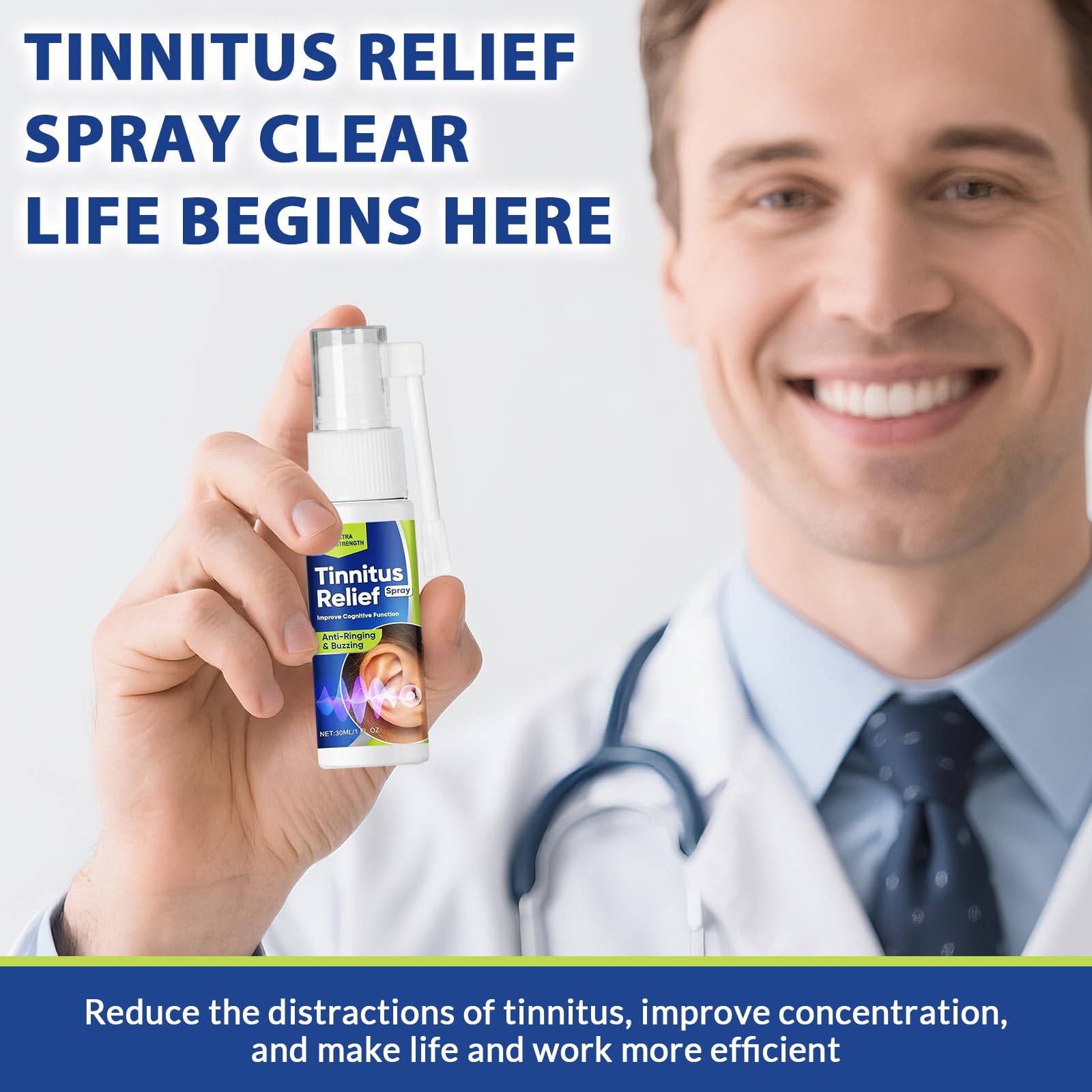 Anitiate spray applied near the ear for quick, gentle relief.