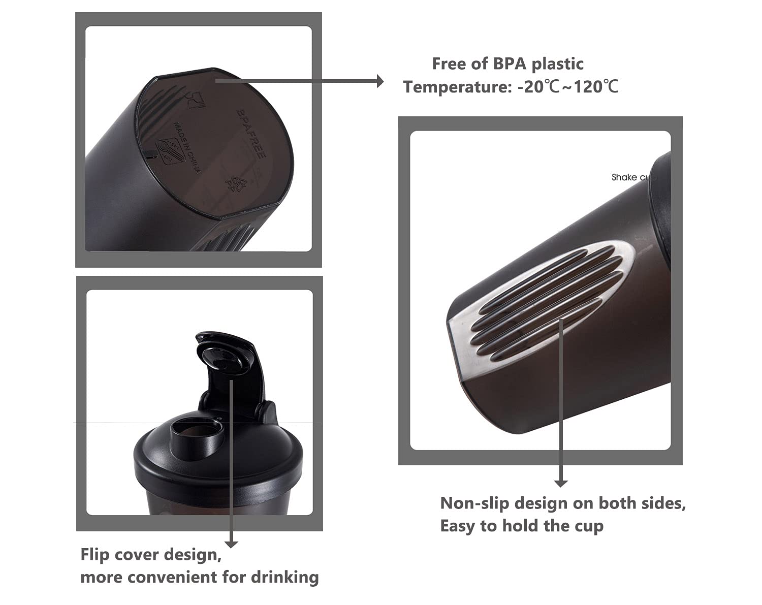 ANNAKIKI shaker bottle screw-on leak-proof lid for travel