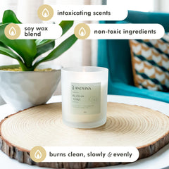 Close-up of non-toxic soy wax for clean burning.