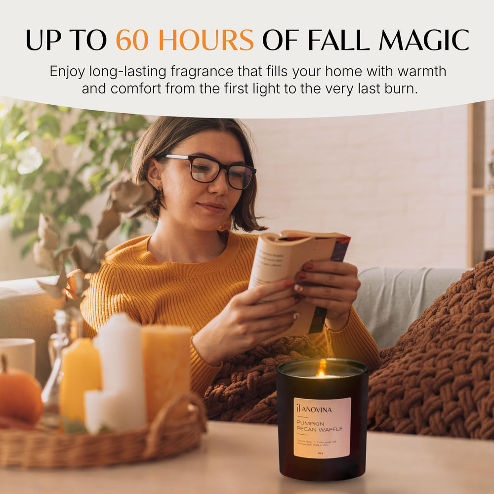 Anovina pumpkin candle—pumpkin-apple fresh fusion for cozy fall decor and warm conversations.
