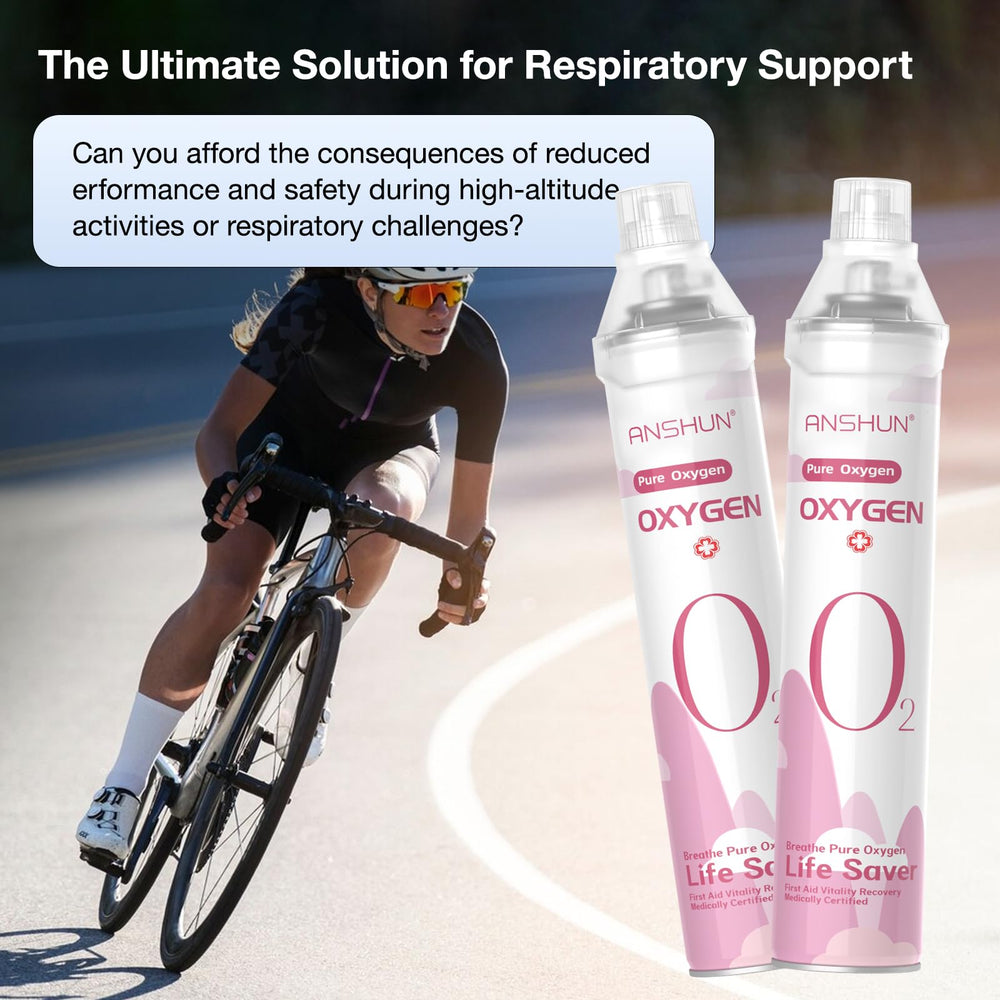 ANSHUN 10L oxygen canister in travel case for easy portability.