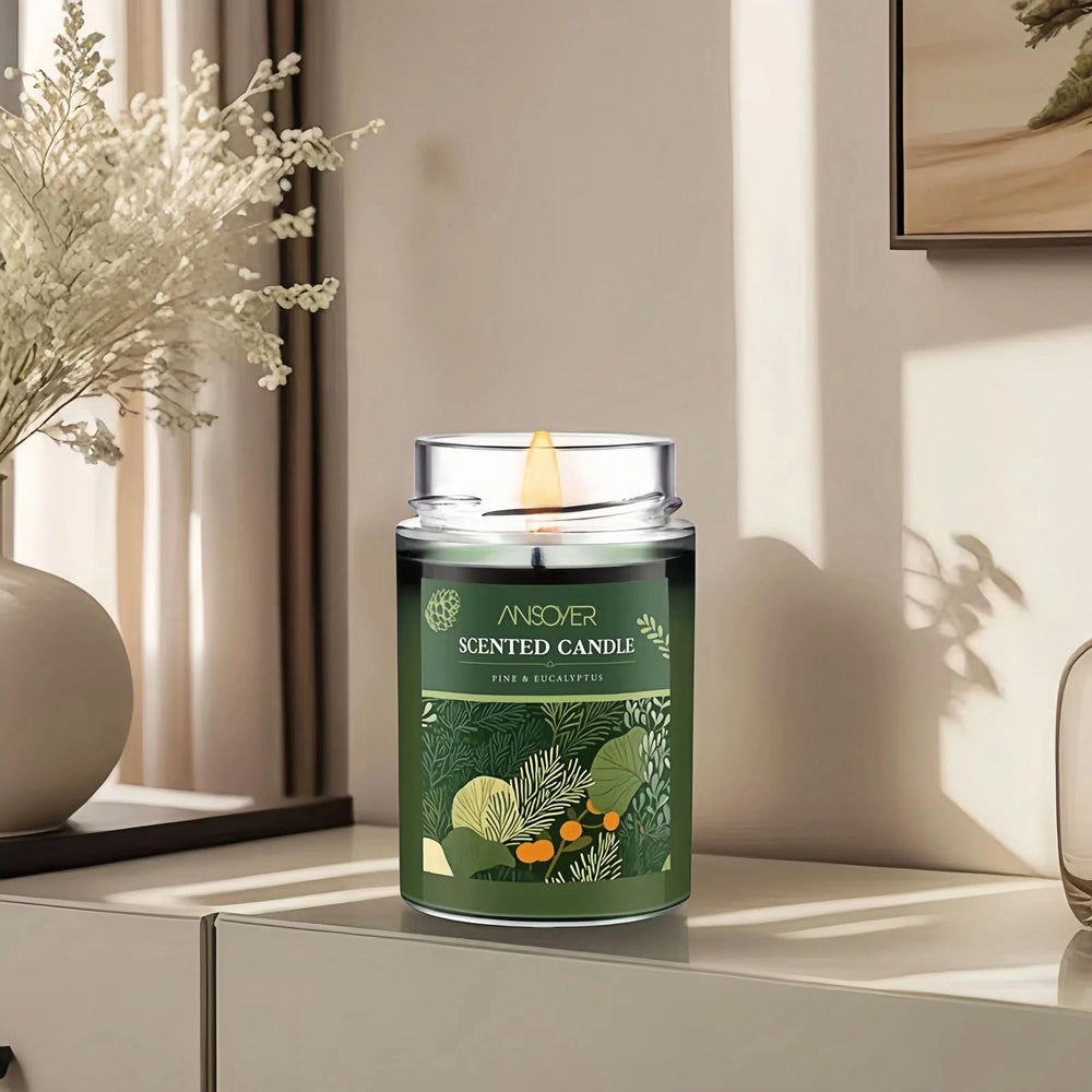 ANSOYER Clean-burning soy wax provides steady aroma with minimal soot.