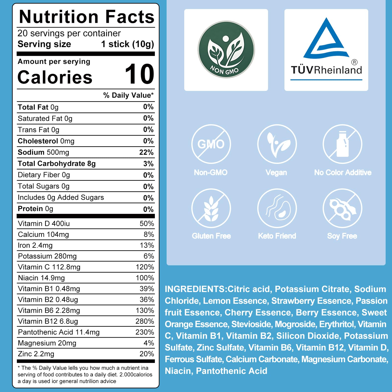 ANSWERELL electrolytes packet strawberry open showing convenient single-serve stick.