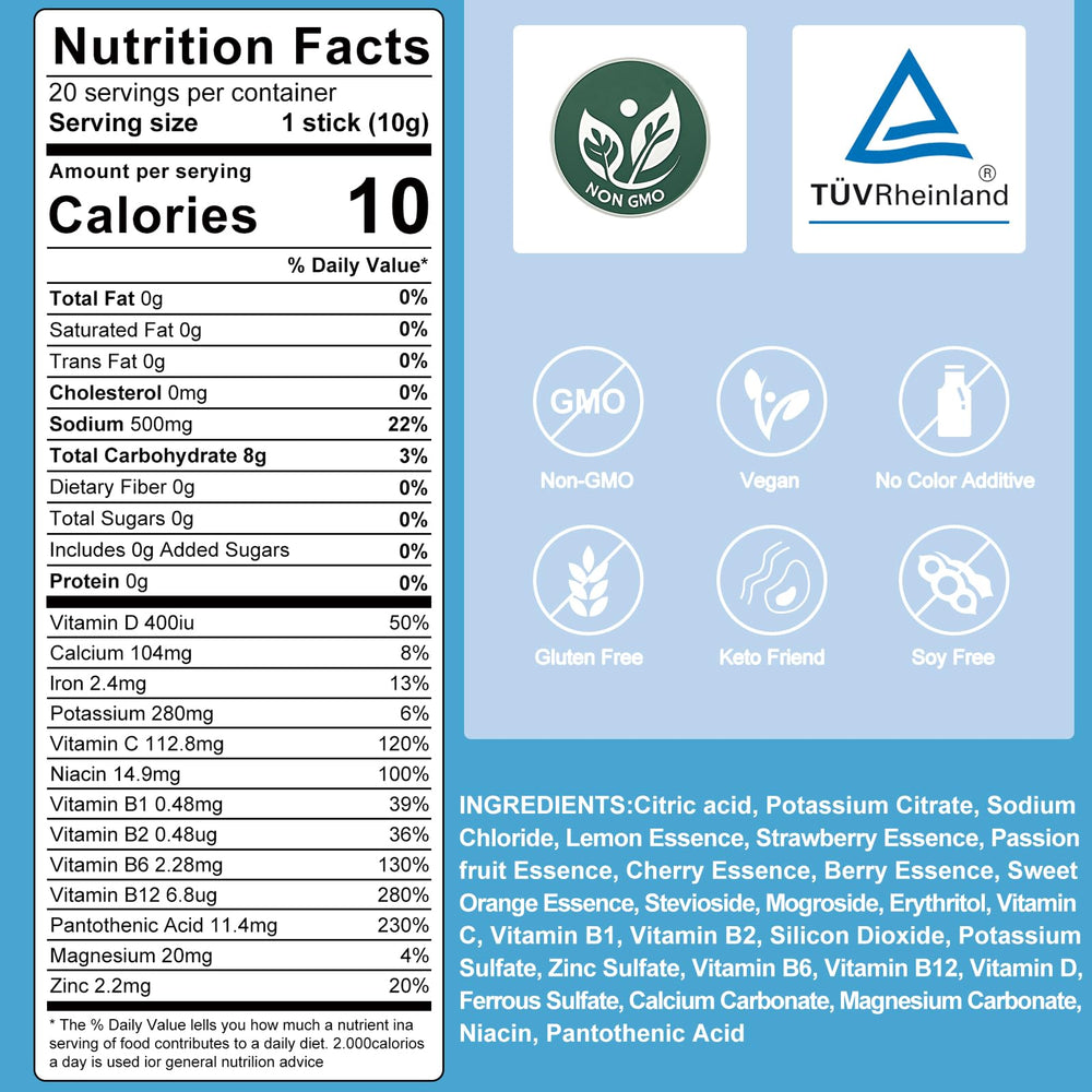 ANSWERELL electrolytes packet strawberry open showing convenient single-serve stick.