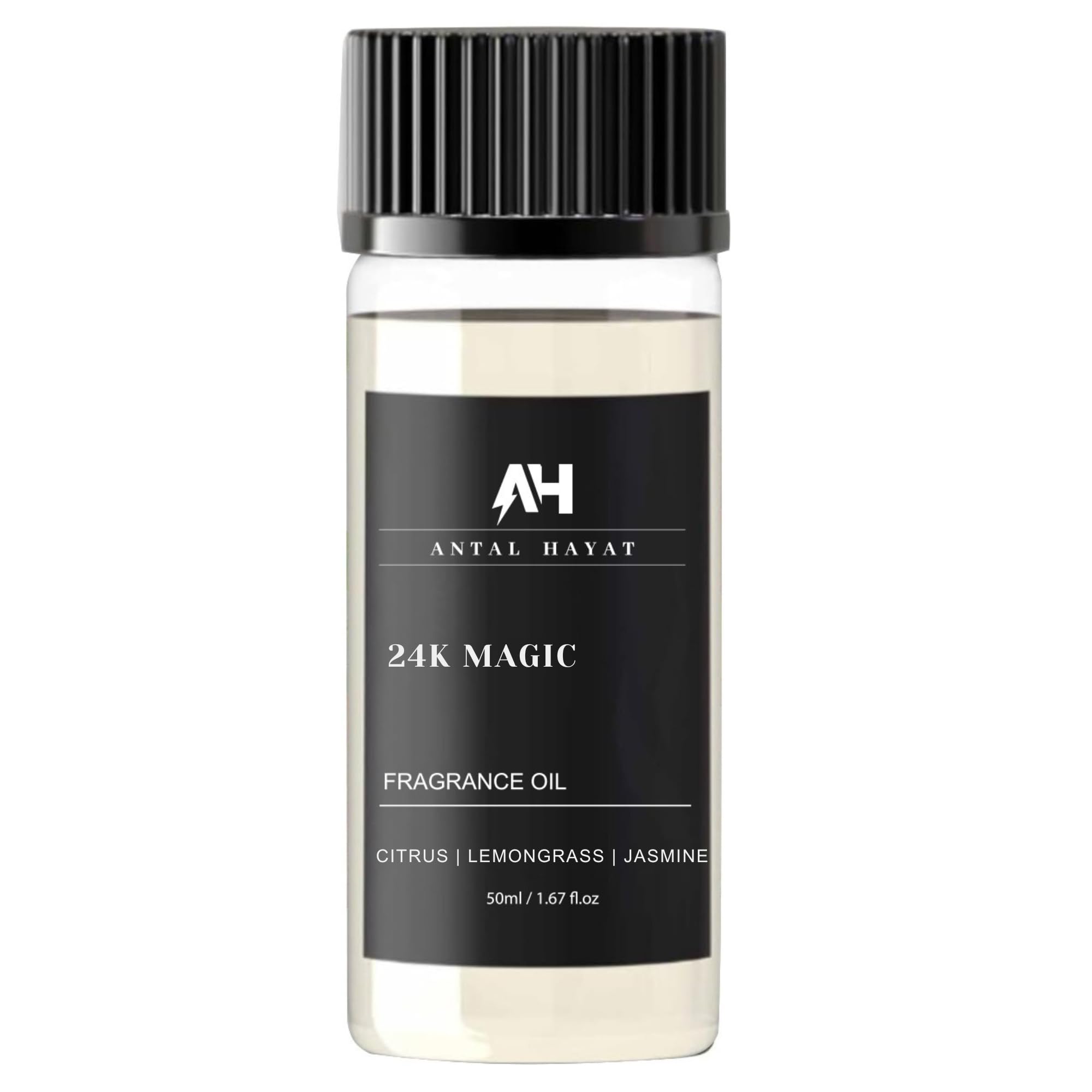 ANTAL HAYAT 24K Magic Diffuser Oil bottle front view, premium scent in a luxurious setting.