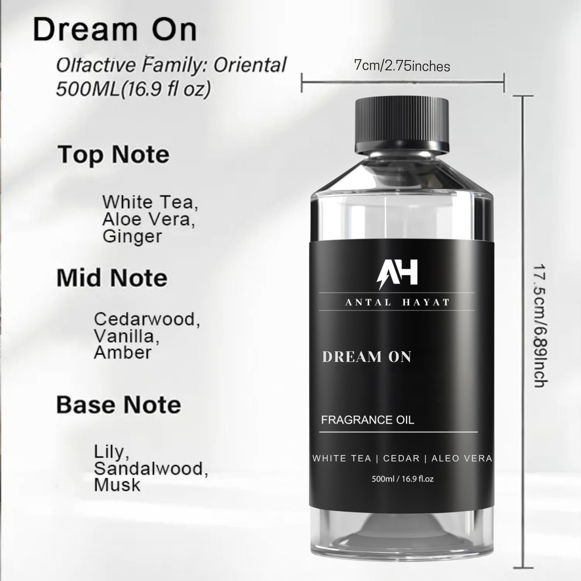 Dream On fragrance pour highlighting crisp white tea notes and vanilla sweetness.