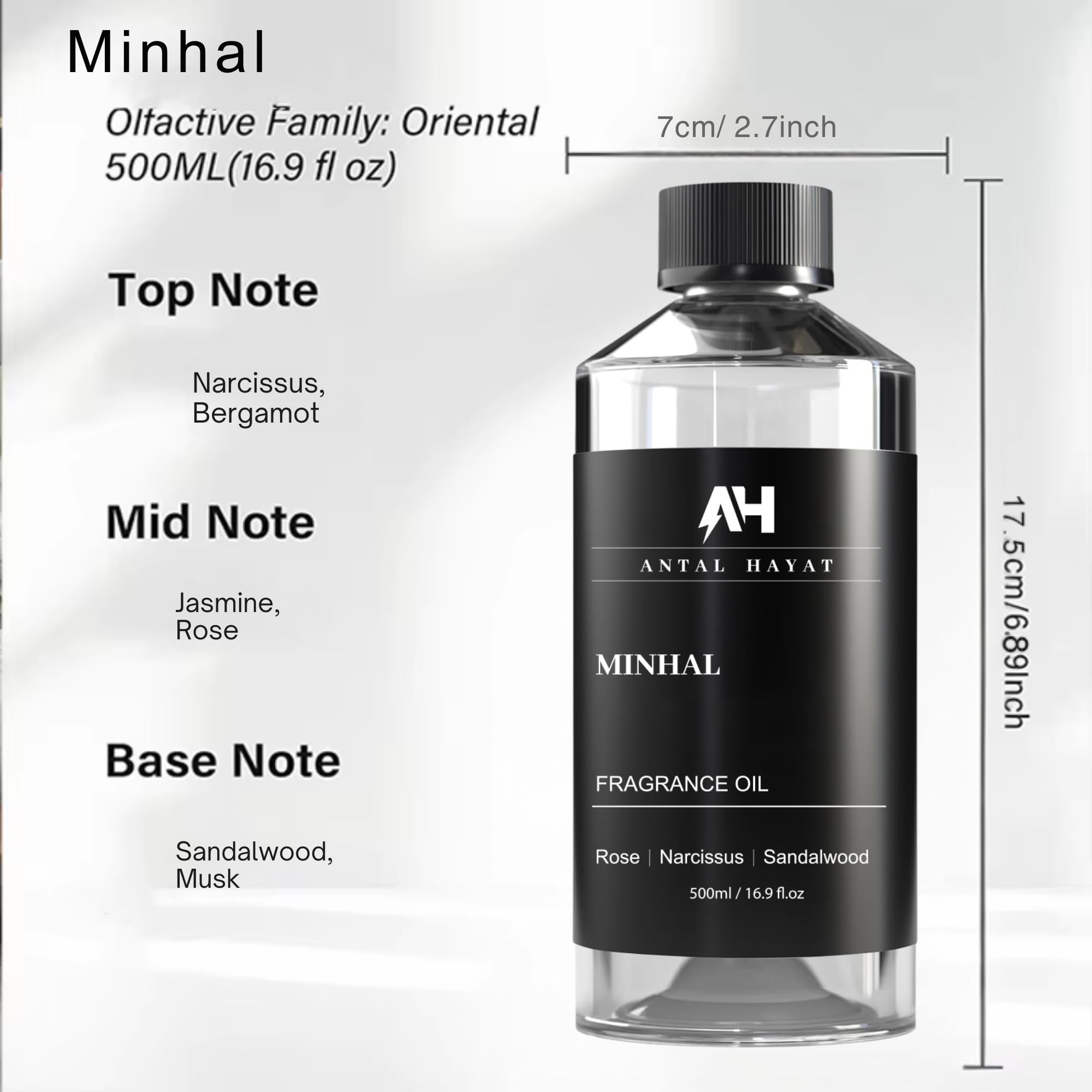 ANTAL HAYAT Minhal narcissus bottle close-up highlighting fresh scent.