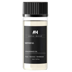 ANTAL HAYAT Minhal Iris de Nuit bottle highlighting rose notes for elegant home ambiance.