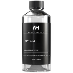 ANTAL HAYAT My Way 500ml bottle pour enriching sandalwood notes for a luxurious entryway scent.