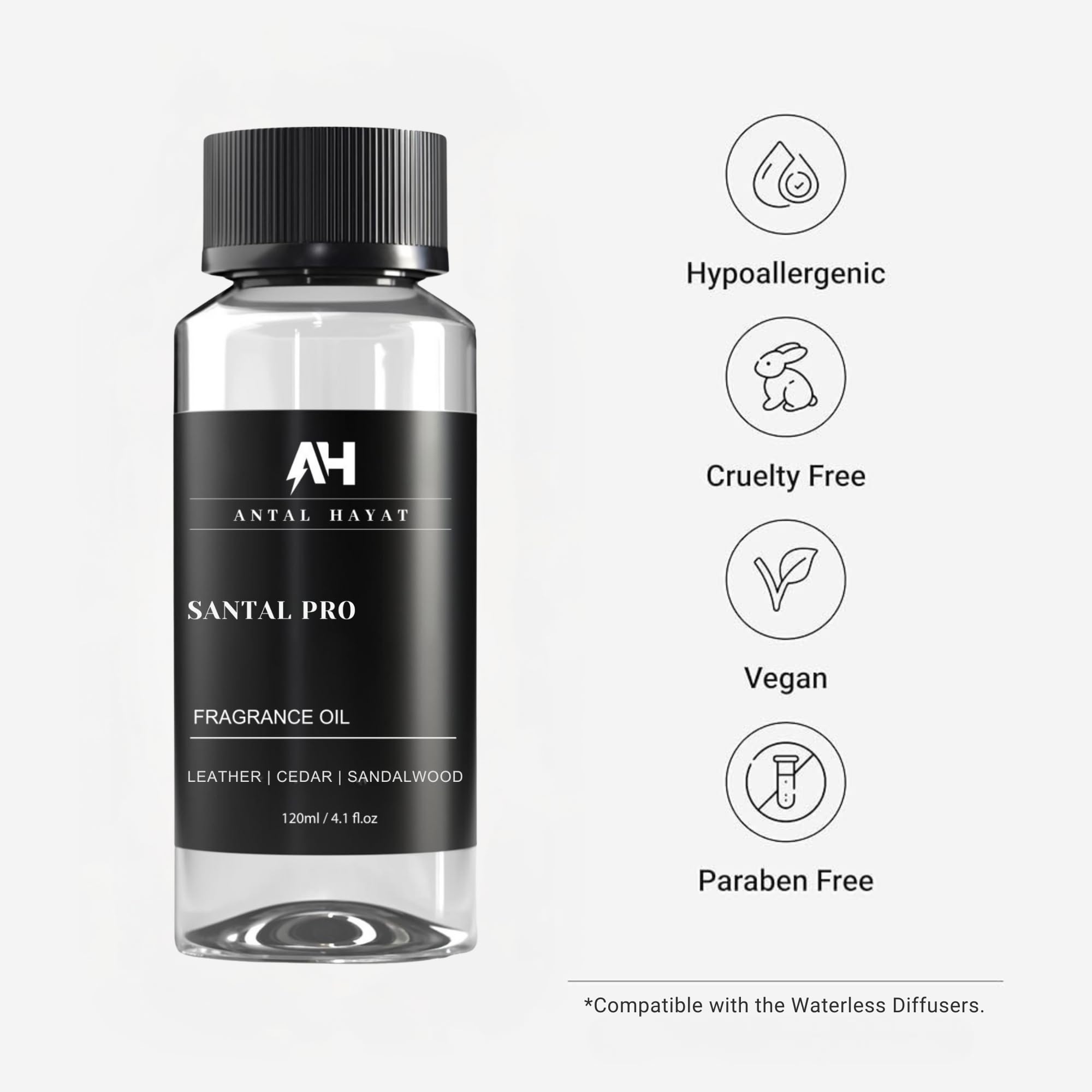 Antal Hayat Santal Diffuser Oil in diffuser creating hotel-inspired ambience.