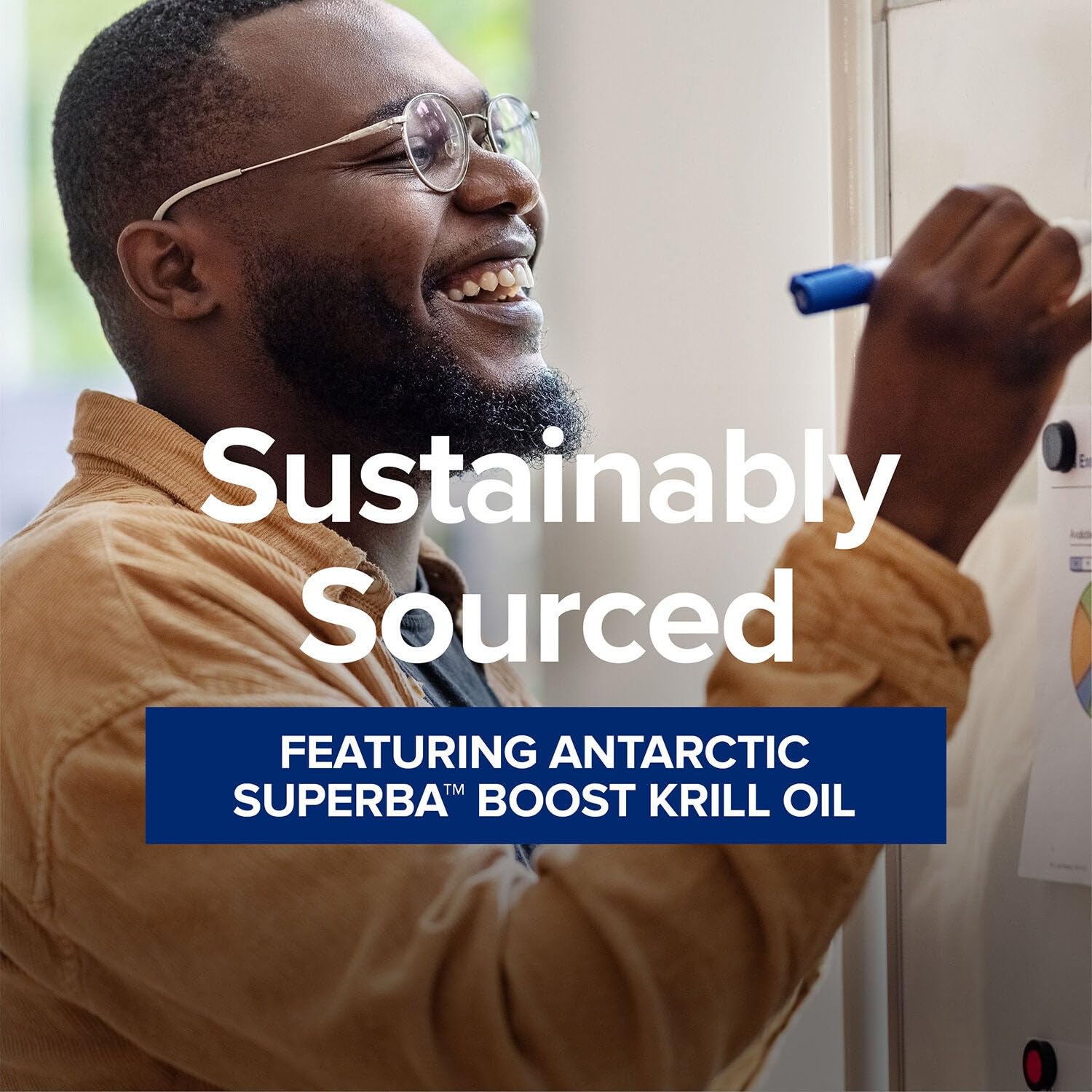 Antarctic-sourced Superba Boost krill oil for targeted omega-3 benefits.