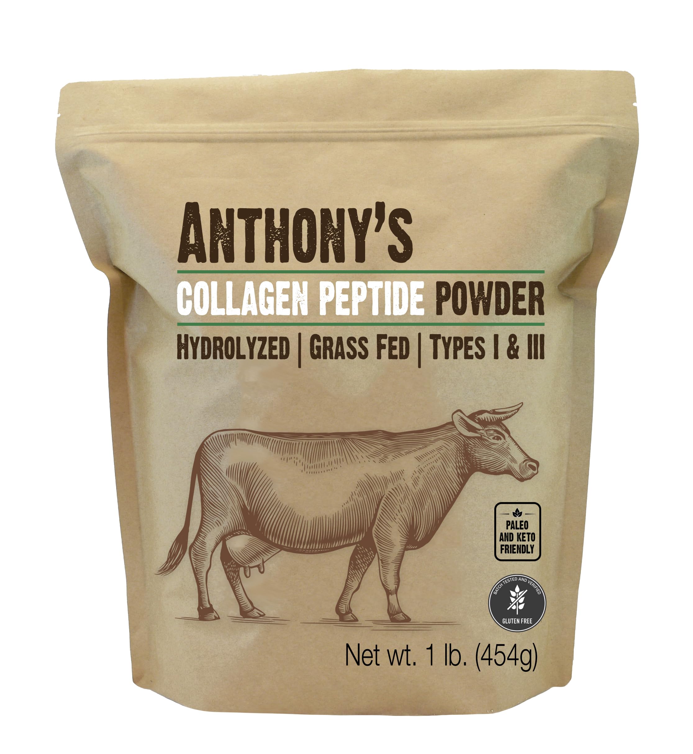 Anthony's Collagen Peptide Powder spoon boosts daily protein intake.
