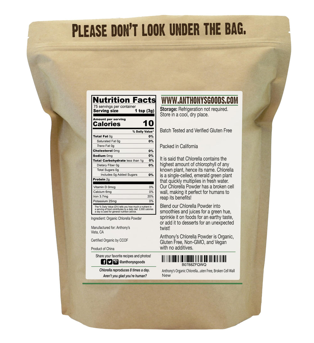 Anthony's Organic Chlorella Powder added to juice for daily greens